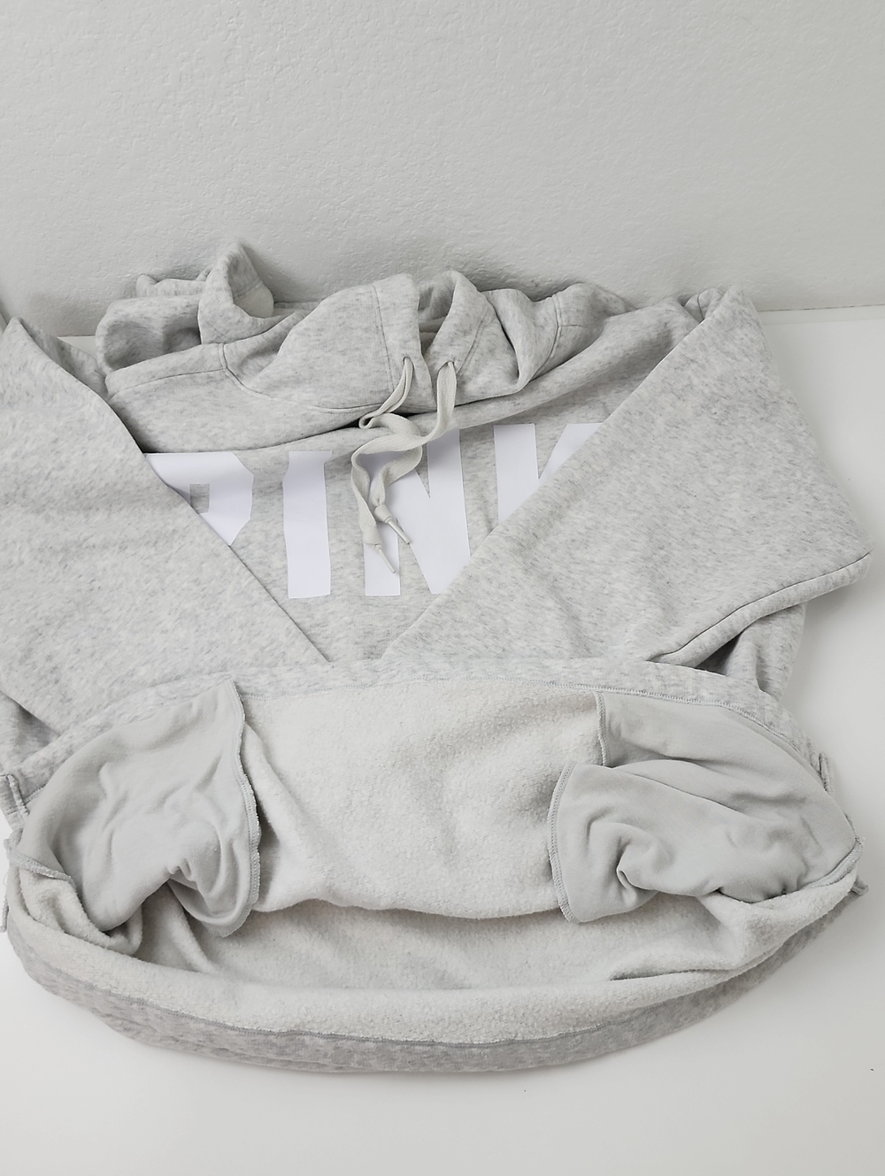 PINK Victoria's Secret Campus Pullover Hoodie Heathered Grey Size Medium - Picture 8 of 16